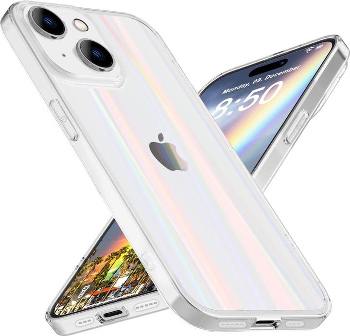 Actual product image Nalia Clear tempered glass cover rainbow effect (Apple iPhone 15 Plus)