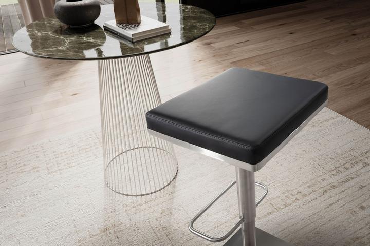 Produktbild FineBuy Barhocker Tresenhocker Schwarz Kunstleder Edelstahl Barstuhl Modern