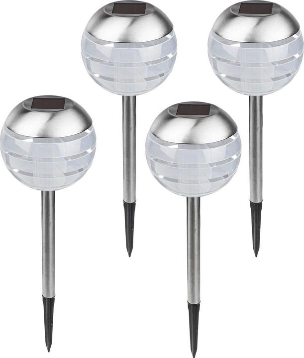 Actual product image HI LED-Kugelleuchte mit Erdspiess, Edelstahl, 4er-Set