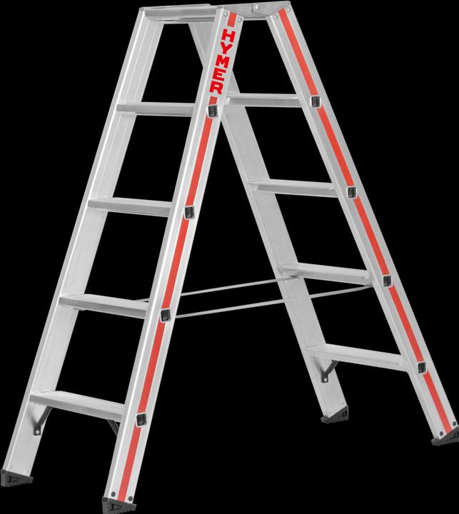 Hymer-Leitern Step ladder. Can be walked on from both sides. 2x5 steps.length 1.30 m (Stepladder, 130 cm)