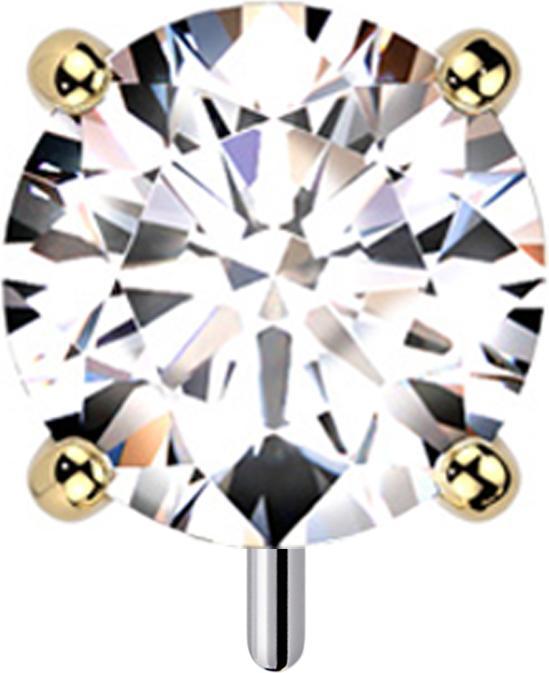 Actual product image Star Piercing Threadless gold-plated thick front set with silver crystal (without brass, Titanium G23)