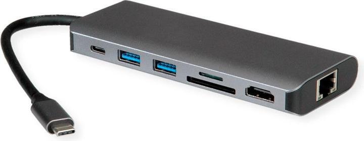 Actual product image Roline USB4-C Dock HDMI+ GbE+2xA+ 1xTF/SD+1x C PD 8K30 - Digital/Data - Digital/Displa (USB-C, 3 Ports)