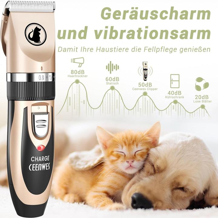 Produktbild Ceenwes CW19-14 kabellose Profi Tierhaarschneidemaschine mit 10tlg. Zubehör (Hund)