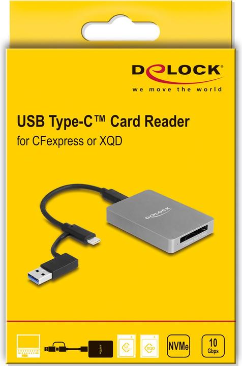 Actual product image Delock USB Type-C card reader in aluminium housing for CFexp