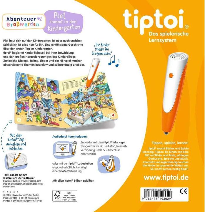 Actual product image tiptoi The adventure of growing up: Piet goes to kindergarten (German, Sandra Grimm, 2025)