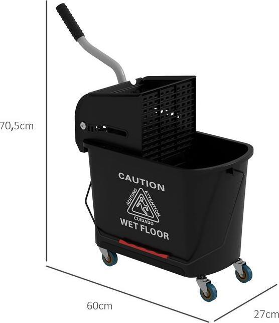 Produktbild Swisshandel24 Putzwagen Fahreimer Putzeimer 20 Liter Wischwagen mit Presse 2 Kammern Schwarz (1 Stk.)