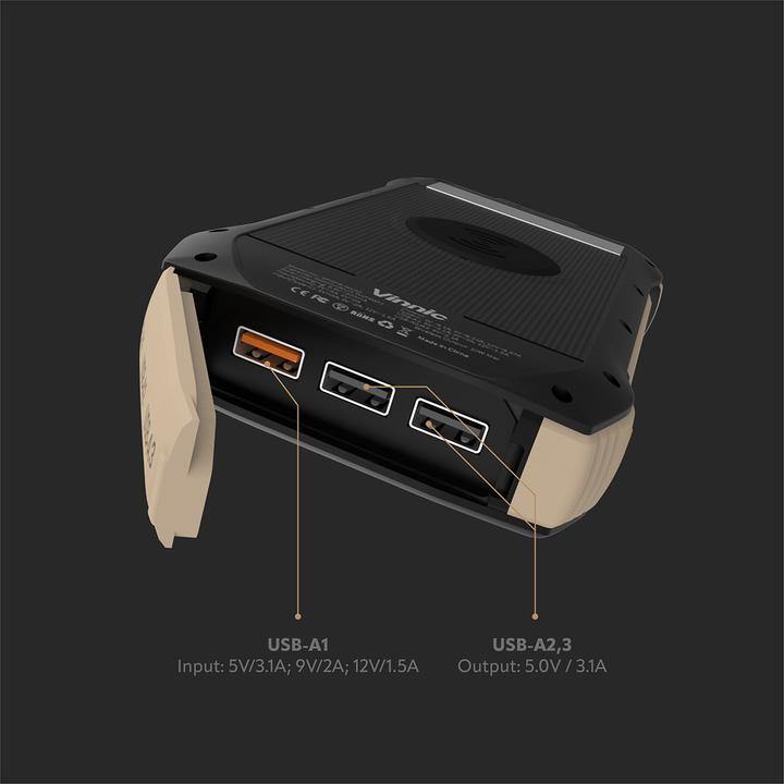 Actual product image Vinnic Solar Powerbank (20000 mAh, 20 W, 74 Wh)