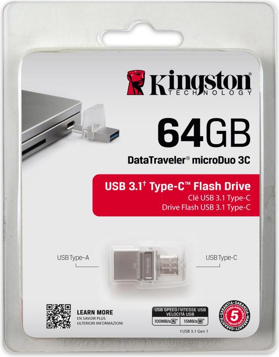 Actual product image Kingston DataTraveler microDuo 3C (64 GB, USB-A, USB-C)