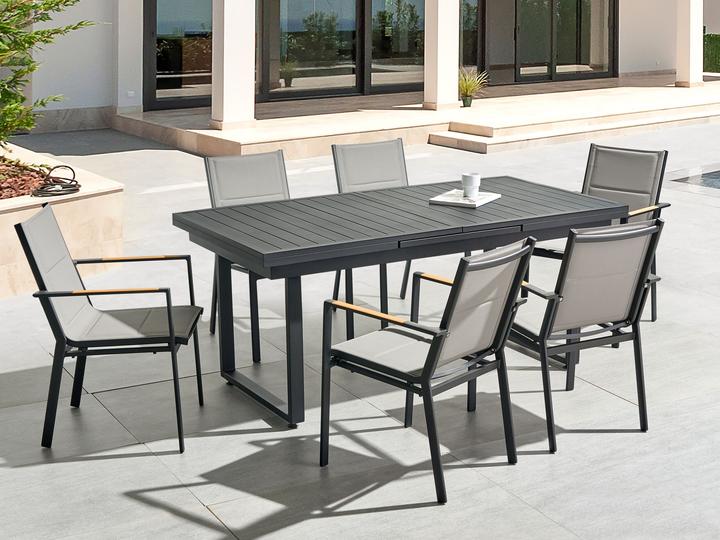 Image du produit Beliani Table de jardin aluminium noir 180 / 240 x 90 cm extensible VALCANETTO (90 cm)