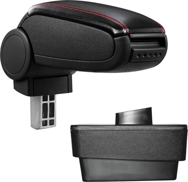 Actual product image Pro-Tec Centre armrest Skoda Fabia III with storage compartment imitation leather black with red stitching