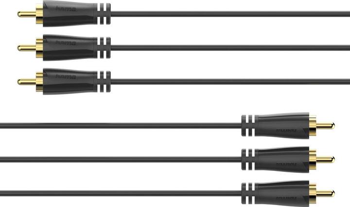 Image du produit Hama Câble audio/vidéo, fiche 3 cinch - fiche 3 cinch, plaqué or, 1,5 m (1.50 m, RCA)