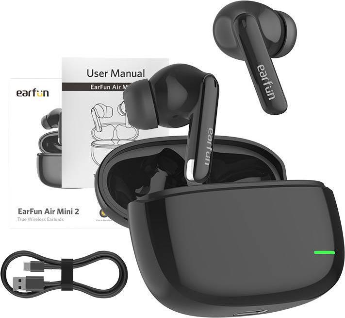 Image du produit EarFun Écouteurs sans fil TWS AirMini2 (noir) (ANC, 24 h, Filaire)