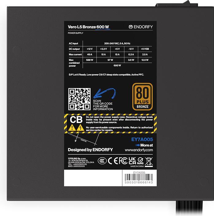 Produktbild Endorfy PSU Vero L5 Bronze 600 W (600 W)