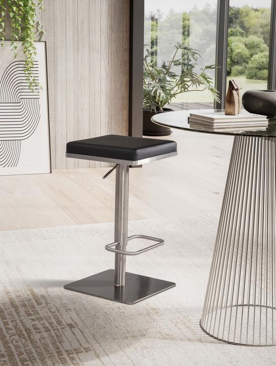 Produktbild FineBuy Barhocker Tresenhocker Schwarz Kunstleder Edelstahl Barstuhl Modern
