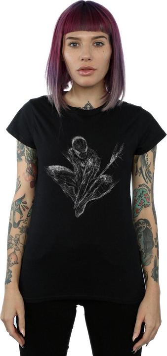 Actual product image Womens/Ladies Spider-Man Web Crouch Cotton T-Shirt (XXL)