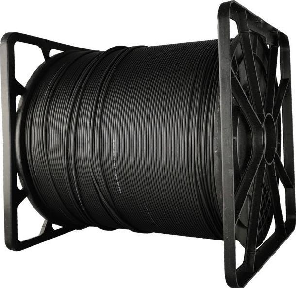 Actual product image Alantec Fibre optic cable OS2 FTTH flat SM 2J 9/125 LSOH black reinforced with two steel rods 1000m (CAT6, 1000 m)