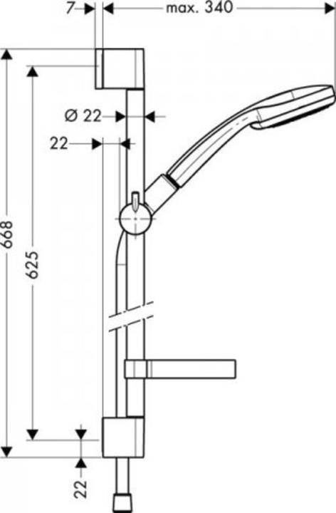 Actual product image hansgrohe HG shower set CROMA 100 MULTI shower rail Unica'C 650mm chrome