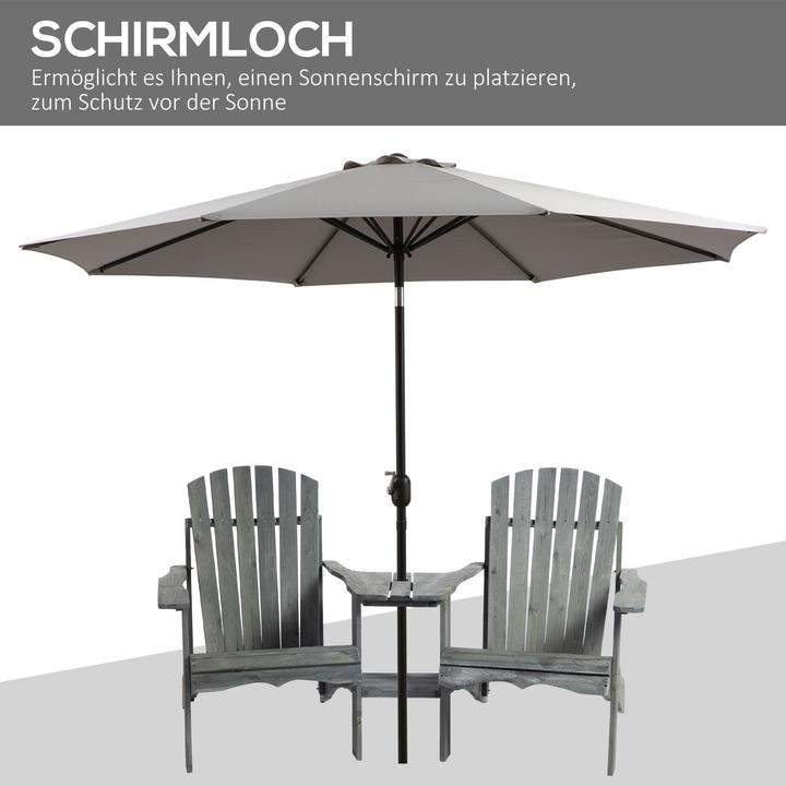 Produktbild Outsunny Gartenbank mit Tisch und Schirmloch