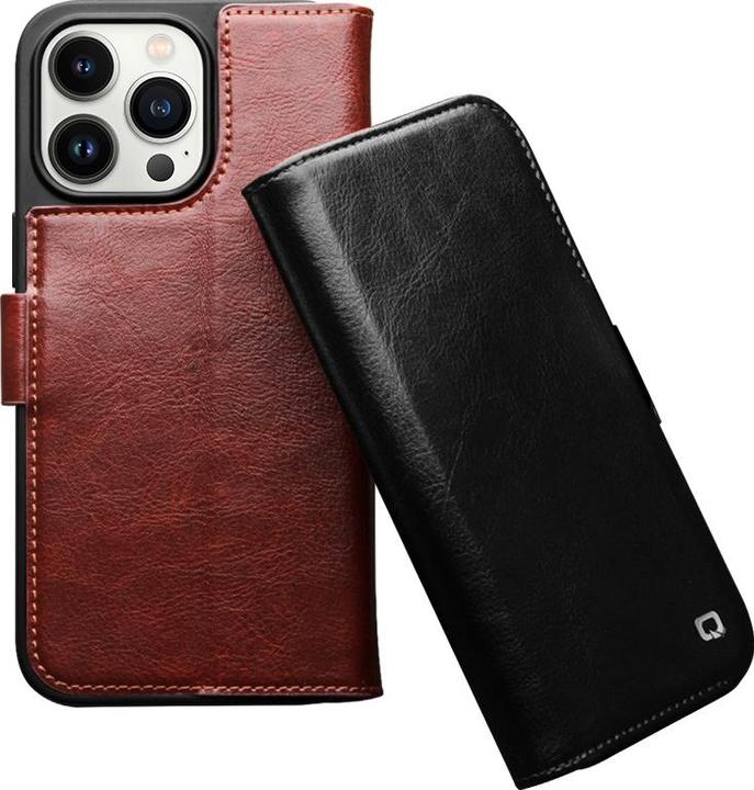 Produktbild QiAlino Hülle Flip mit magnetischem Verschluss Dunkelbraun (Apple iPhone 15 Pro)