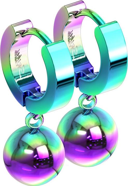 Produktbild Star Piercing Ohrring zum Klappen farbig Anhänger Kugel (ohne Messing, Chirurgenstahl 316L)