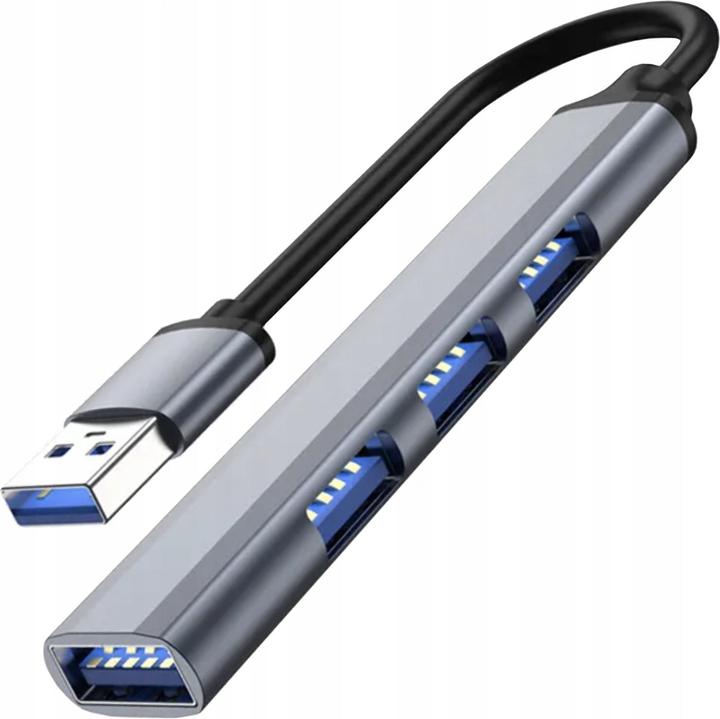 JTI 4-Port-USB-Hub - Aluminium (USB-A, 4 Ports)