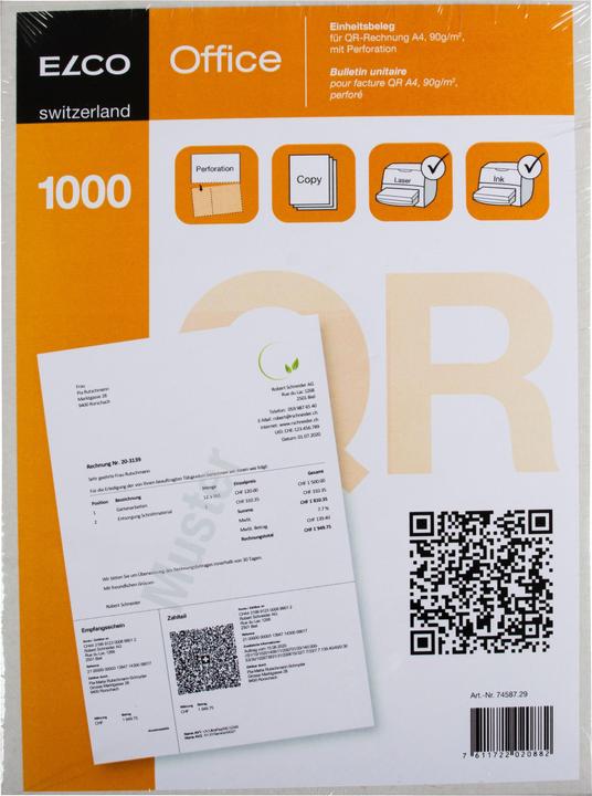 Produktbild Elco Rechnungsformular für QR-Rechnungen (1000 x)