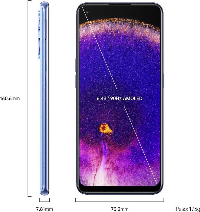 Image du produit OPPO Find X5 Lite (256 Go, Startrails Blue, 6.43", Double SIM, 64 Mpx, 5G)