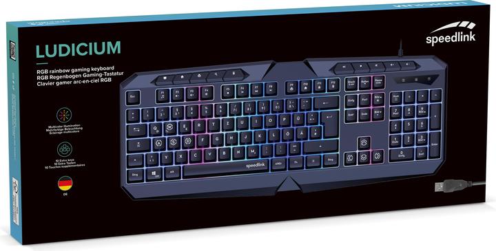 Actual product image Speedlink LUDICIUM RGB Rainbow Gaming Keyboard, black (DE, Cable)