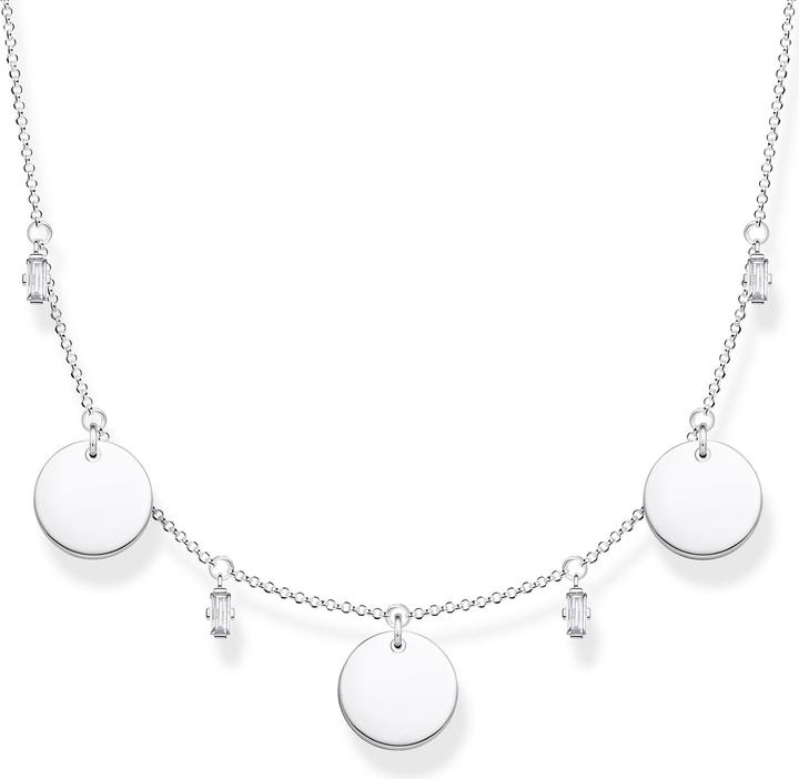 Thomas Sabo Collier mit drei Coins und weissen Steinen silber (925er Silber, 40 - 45 cm)