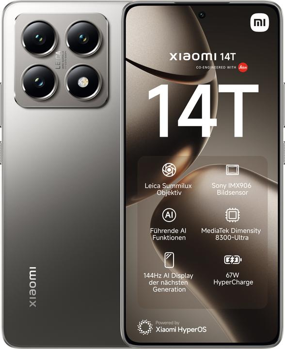 Xiaomi 14T (256 GB, Titan Gray, 6.67", Dual SIM, 50 Mpx, 5G)