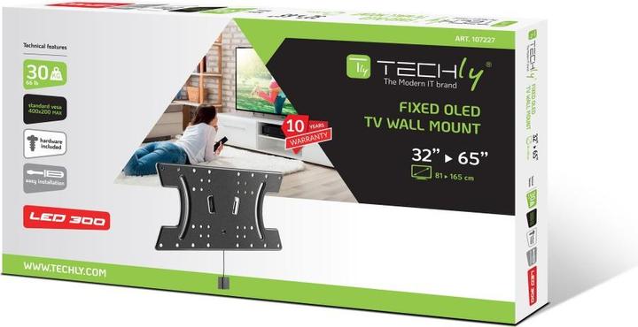 Image du produit Techly Support mural Slim pour OLED TV 32"-65", noir (Mur, 65", 30 kg)