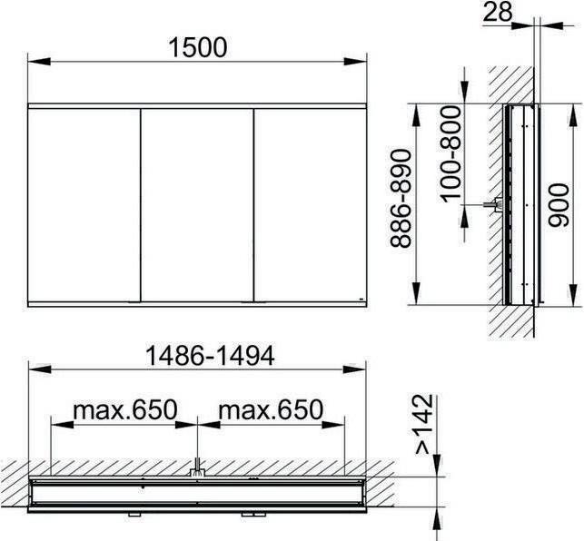 Immagine prodotto Keuco Armadio a specchio ROYAL MODULAR 2.0 larghezza 1500mm altezza 900mm profondità 160mm