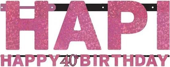 Image du produit Amscan Guirlande Happy Birthday "40 ans" Rose