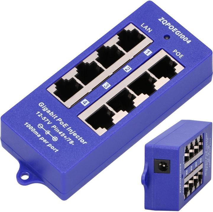 Produktbild Extralink POE INJECTOR 4 PORT GIGABIT - - 4-Port Gigabit Ethernet (802.3at (PoE+), 48 W)