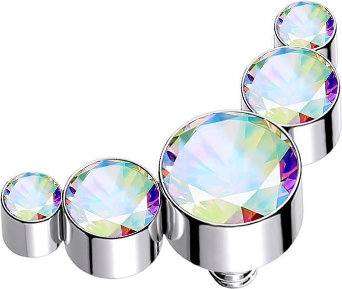 Produktbild Star Piercing Dermal Anchor silber fünf Kristalle multicolor (Chirurgenstahl 316L)