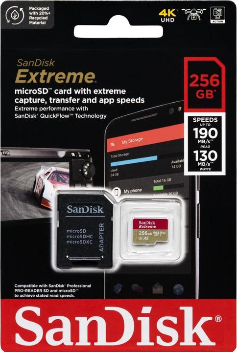 Produktbild SanDisk Extreme UHS-I V30 (256 GB, microSDXC, U3, UHS-I)
