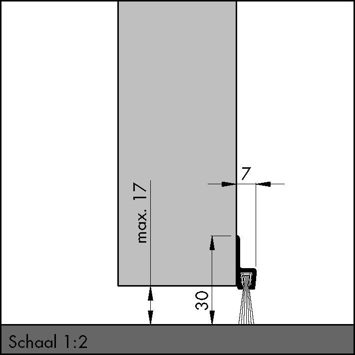Actual product image Ellen Brush seal L.1000mm W.7mm Total H.30mm w.heavy duty brush