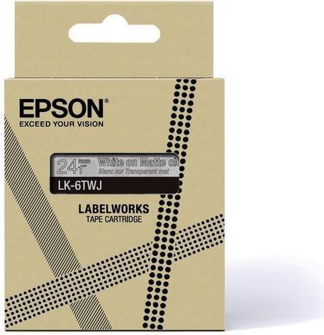 Actual product image Epson Matte Clear/White 24mm LK-6TWJ (2.40 cm, Transparent)
