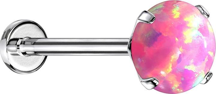 Produktbild Star Piercing Micro Threadless Labret silber Opal pink gefasst (ohne Messing, Chirurgenstahl 316L)