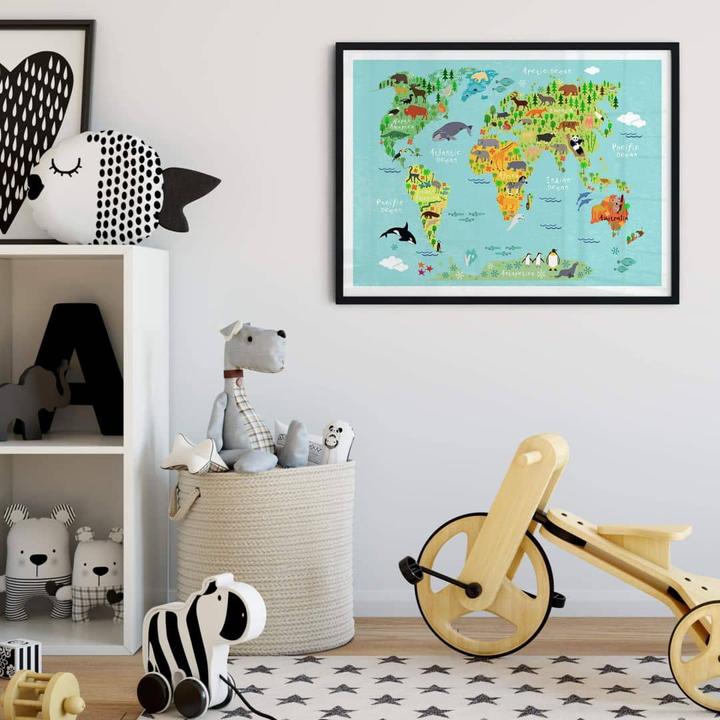 Produktbild Trenddeko Tierische Kinder Weltkarte (150 x 120 cm)