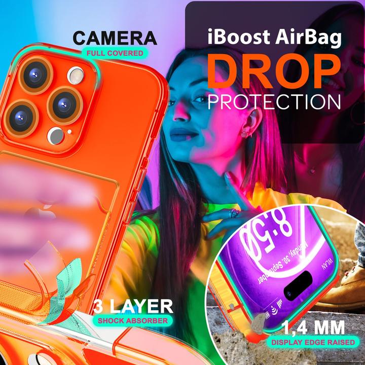 Actual product image Nalia Clear transparent neon silicone cover card holder (Apple iPhone 16 Pro Max)