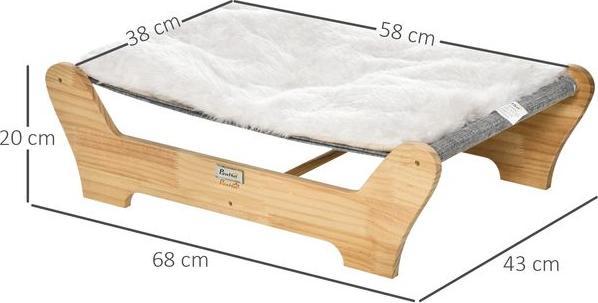 Actual product image Swisshandel24 Cat bed with frame hammock for cats raised cat nest with soft cushion pine wood Natu (Cat)