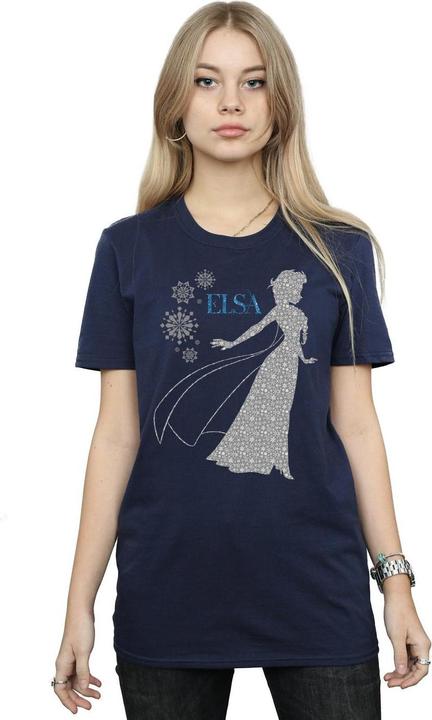 Actual product image Disney Womens/Ladies Frozen Elsa Christmas Silhouette Cotton Boyfriend T-Shirt (M)