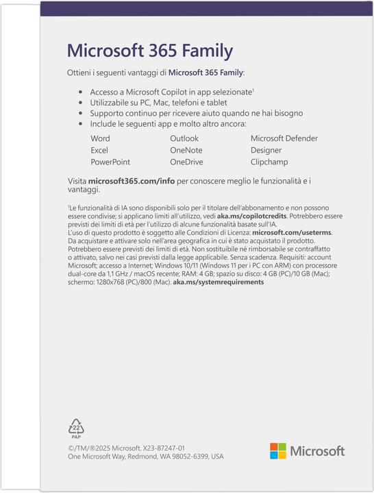 Produktbild Microsoft 365 Family (6 User, 12 Monate)
