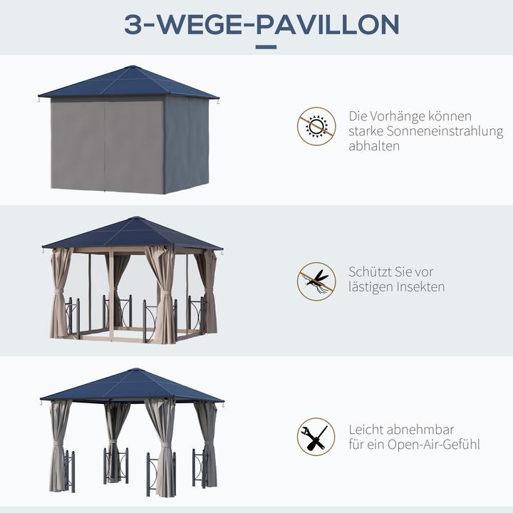 Produktbild Outsunny Gartenpavillon mit Seitenteilen und Dach (300 cm, 300 cm)
