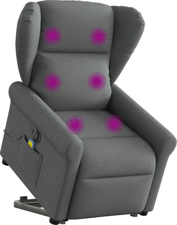 Immagine prodotto VidaXL Poltrona massaggiante elettrica con ausilio per la posizione eretta in tessuto grigio scuro