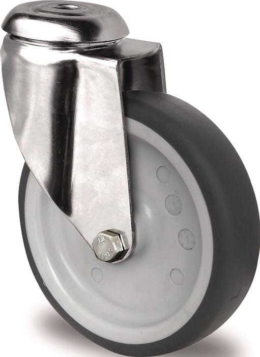 Produktbild Tecwerk Lenkrolle Rad-Ø 100 mm Tragfähigkeit 100 kg Rückenlochbefestigung Polypropylen Gleitlager Edelsta...