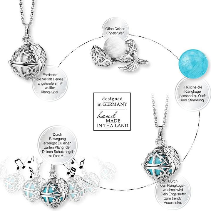 Image du produit Engelsrufer Boule de cristal avec aile Argent (Argent 925, Laiton, 45 - 50 cm)