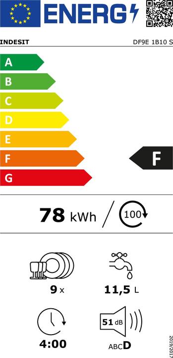 Energie-Label Indesit DF9E 1B10 S Dishwasher