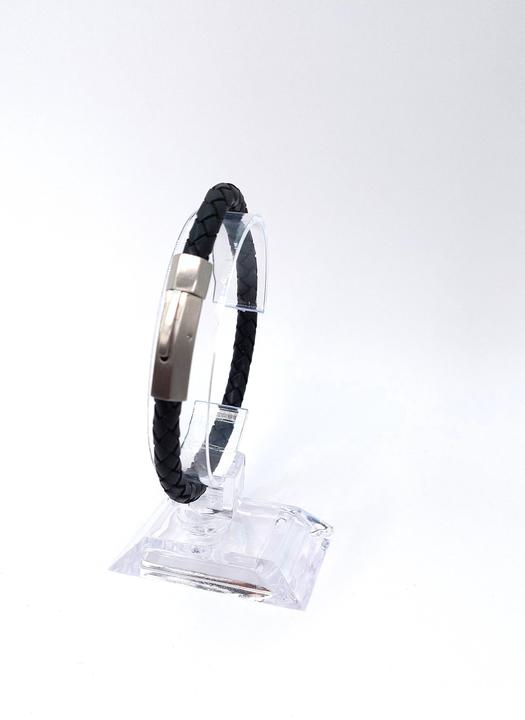 Produktbild Thomss Lederarmband No.19 Unisex Leder Schwarz & Edelstahlverschluss Umfang 21.5cm (21.50 cm, Edelstahl, 100% Leder)